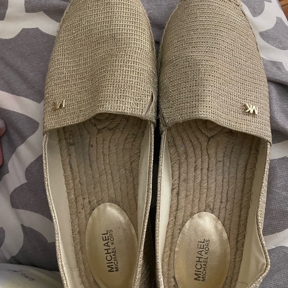 Michael Kors Metallic Gold Slip-On Loafers/Espadriles